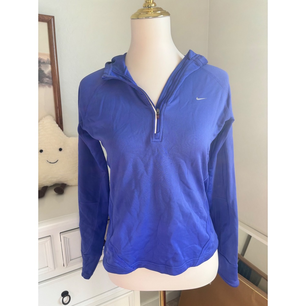 Nike Running Hoodie Quarter Zip Blue Performance Fleece Lined Athleisure Small